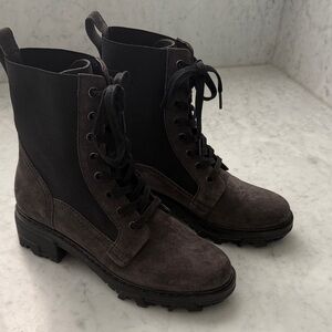 Rag & Bone Dark Gray Suede Combat Boots